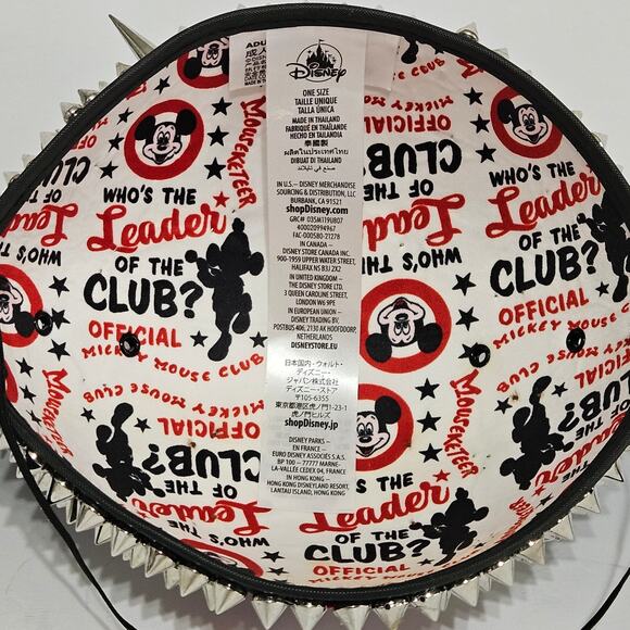 Walt Disney World Park Mickey Mouse Studded Spiked Hat Adult USA Black Silver - Picture 10 of 12